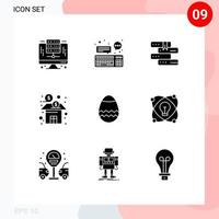 Mobile Interface Solid Glyph Set of 9 Pictograms of stock finance communication business study Editable Vector Design Elements