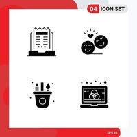 Pictogram Set of 4 Simple Solid Glyphs of business valentine newsletter avatar arts Editable Vector Design Elements