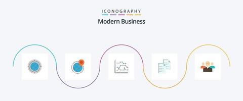 moderno negocio plano 5 5 icono paquete incluso tendencias diagrama. global. cuadro. analítica vector