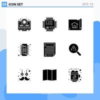 9 Universal Solid Glyphs Set for Web and Mobile Applications data ram building memory chip Editable Vector Design Elements