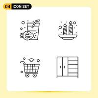 Universal Icon Symbols Group of 4 Modern Filledline Flat Colors of drink internet of things candles light wifi Editable Vector Design Elements