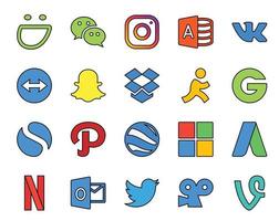 20 Social Media Icon Pack Including outlook adwords dropbox microsoft path vector