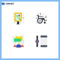 4 User Interface Flat Icon Pack of modern Signs and Symbols of info graphic meeting public wheel chair connect Editable Vector Design Elements