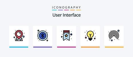 User Interface Line Filled 5 Icon Pack Including . watch. star. time. sticky. Creative Icons Design vector