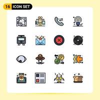 Flat Color Filled Line Pack of 16 Universal Symbols of railway recruitment answer person human Editable Creative Vector Design Elements