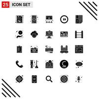 Modern Set of 25 Solid Glyphs and symbols such as bookmark multimedia call media video Editable Vector Design Elements