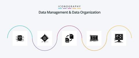 Data Management And Data Organization Glyph 5 Icon Pack Including checklist. system. of. copying. file vector