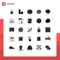 Set of 25 Vector Solid Glyphs on Grid for restaurant growth tool career www Editable Vector Design Elements