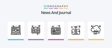 News Line 5 Icon Pack Including laptop. email. book. weather. news. Creative Icons Design vector