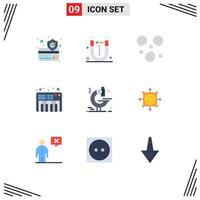 9 Creative Icons Modern Signs and Symbols of board research ice microscope sound Editable Vector Design Elements