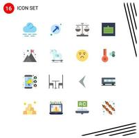 Pictogram Set of 16 Simple Flat Colors of company wireframe management popup layout Editable Pack of Creative Vector Design Elements