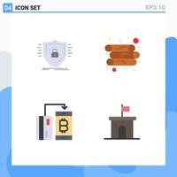 Group of 4 Modern Flat Icons Set for defence currency safety log money Editable Vector Design Elements