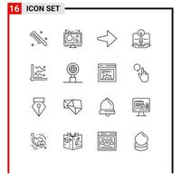 16 Creative Icons Modern Signs and Symbols of analytic graph test tube digital content Editable Vector Design Elements