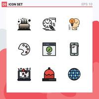 Pictogram Set of 9 Simple Filledline Flat Colors of success personal history mind idea Editable Vector Design Elements