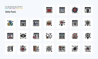 25 web paquete línea lleno estilo icono paquete vector