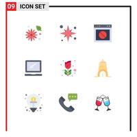 9 Universal Flat Colors Set for Web and Mobile Applications imac monitor vacation computer web Editable Vector Design Elements