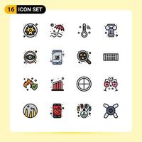 16 Universal Flat Color Filled Line Signs Symbols of tool eye iot design column Editable Creative Vector Design Elements