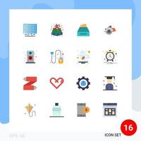 16 Flat Color concept for Websites Mobile and Apps building storage gift pack inbox data Editable Pack of Creative Vector Design Elements