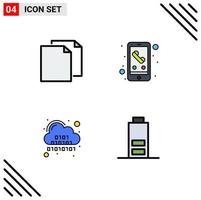 Universal Icon Symbols Group of 4 Modern Filledline Flat Colors of copy cloud file phone digital Editable Vector Design Elements