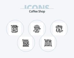 café tienda línea icono paquete 5 5 icono diseño. etiqueta. beber. señal. café. bebida vector