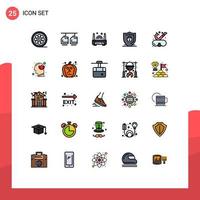 25 User Interface Filled line Flat Color Pack of modern Signs and Symbols of goggles security device lock internet Editable Vector Design Elements