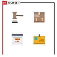 Group of 4 Flat Icons Signs and Symbols for auction development order arrow page Editable Vector Design Elements