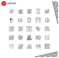 Modern Set of 25 Lines Pictograph of user communication notification chat education Editable Vector Design Elements