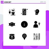 9 Thematic Vector Solid Glyphs and Editable Symbols of achievement download brian down sweet Editable Vector Design Elements