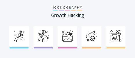 hackear línea 5 5 icono paquete incluso objetivo. servidor. seguridad. centro de datos. privado. creativo íconos diseño vector