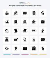 creativo analítico inversión y equilibrado tanteador 25 glifo sólido negro icono paquete tal como archivo. factura. investigación. existencias. índice vector