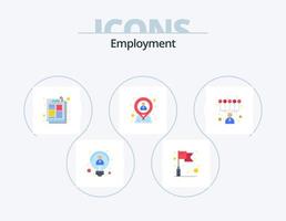 empleo plano icono paquete 5 5 icono diseño. personal habilidades. recursos. artículo. ubicación. hora vector