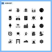 25 Universal Solid Glyph Signs Symbols of square speaker tourist music computer Editable Vector Design Elements