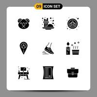 Pictogram Set of 9 Simple Solid Glyphs of outsource location seasoning job mask Editable Vector Design Elements