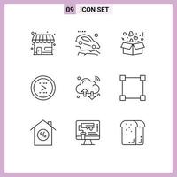 9 Universal Outlines Set for Web and Mobile Applications cloud next box interface arrow Editable Vector Design Elements