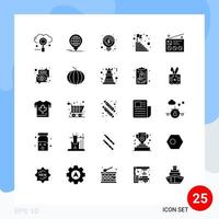 Pack of 25 creative Solid Glyphs of success mountain modern top money Editable Vector Design Elements