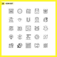 25 Universal Lines Set for Web and Mobile Applications business mail drink shopping cart Editable Vector Design Elements