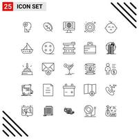 Pictogram Set of 25 Simple Lines of child screw spring hexahedron big think Editable Vector Design Elements