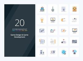 20 Game Design And Game Development Flat Color icon for presentation vector