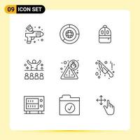 Universal Icon Symbols Group of 9 Modern Outlines of bug motivation bag lecture communication Editable Vector Design Elements