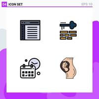 Pictogram Set of 4 Simple Filledline Flat Colors of app calendar interface lock day Editable Vector Design Elements