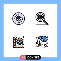 4 Creative Icons Modern Signs and Symbols of education printing learning options bird Editable Vector Design Elements