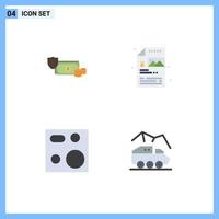 Modern Set of 4 Flat Icons Pictograph of dollar file finance payment cooking Editable Vector Design Elements