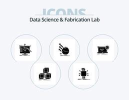 datos Ciencias y fabricación laboratorio glifo icono paquete 5 5 icono diseño. regularidades. inspección. informes detección. taller vector