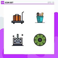 Universal Icon Symbols Group of 4 Modern Filledline Flat Colors of baggage supply weight office business Editable Vector Design Elements