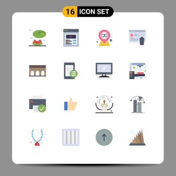 plano color paquete de dieciséis universal símbolos de columnas arco ubicación seguridad carpeta editable paquete de creativo vector diseño elementos