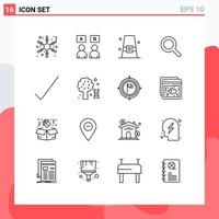 16 Creative Icons Modern Signs and Symbols of tick check buckle ui expanded Editable Vector Design Elements