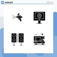 Set of 4 Modern UI Icons Symbols Signs for spray electronics construction technical support speaker Editable Vector Design Elements