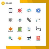 16 User Interface Flat Color Pack of modern Signs and Symbols of weather tool search settings cog Editable Pack of Creative Vector Design Elements