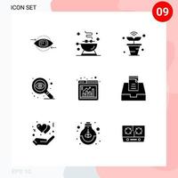 Pack of 9 creative Solid Glyphs of window eye grill design things Editable Vector Design Elements