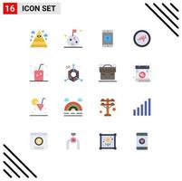 Set of 16 Modern UI Icons Symbols Signs for juice fresh mobile drink heart Editable Pack of Creative Vector Design Elements